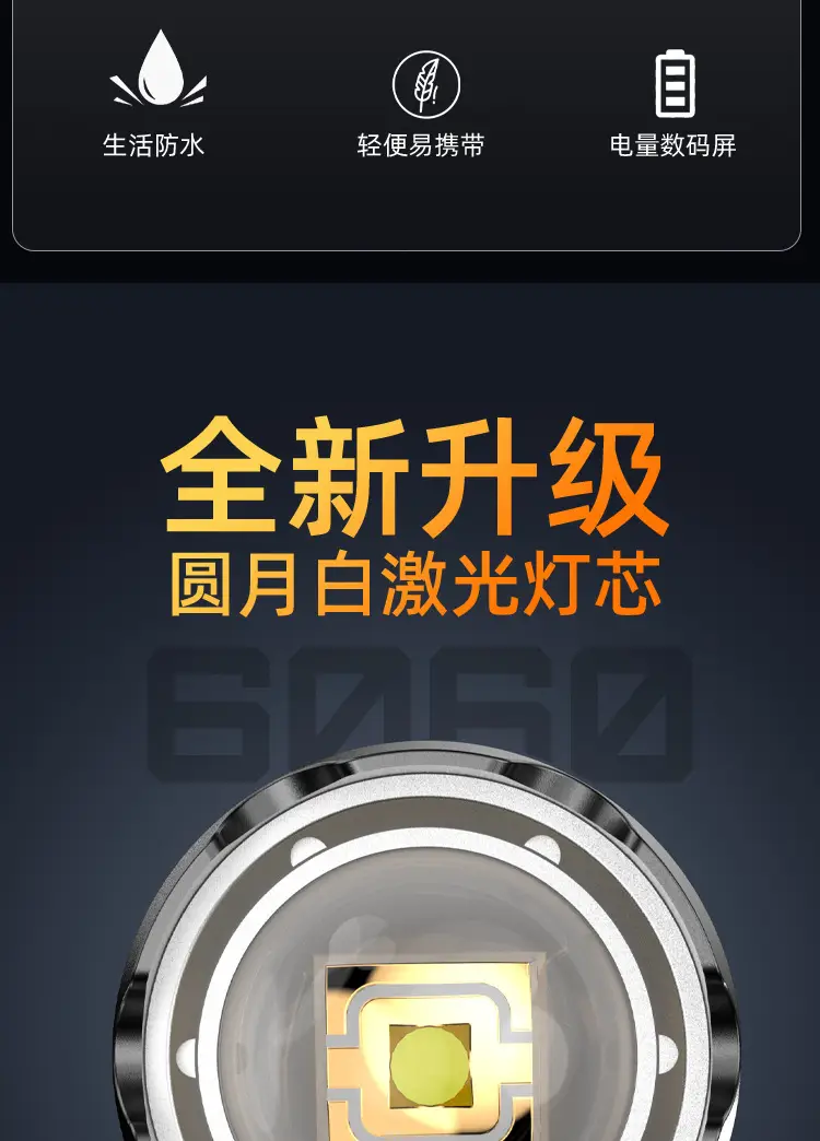 Rechargeable Cross-Border Flashlight with Digital Display — feature 12