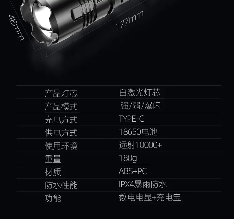 Rechargeable Cross-Border Flashlight with Digital Display — feature 25