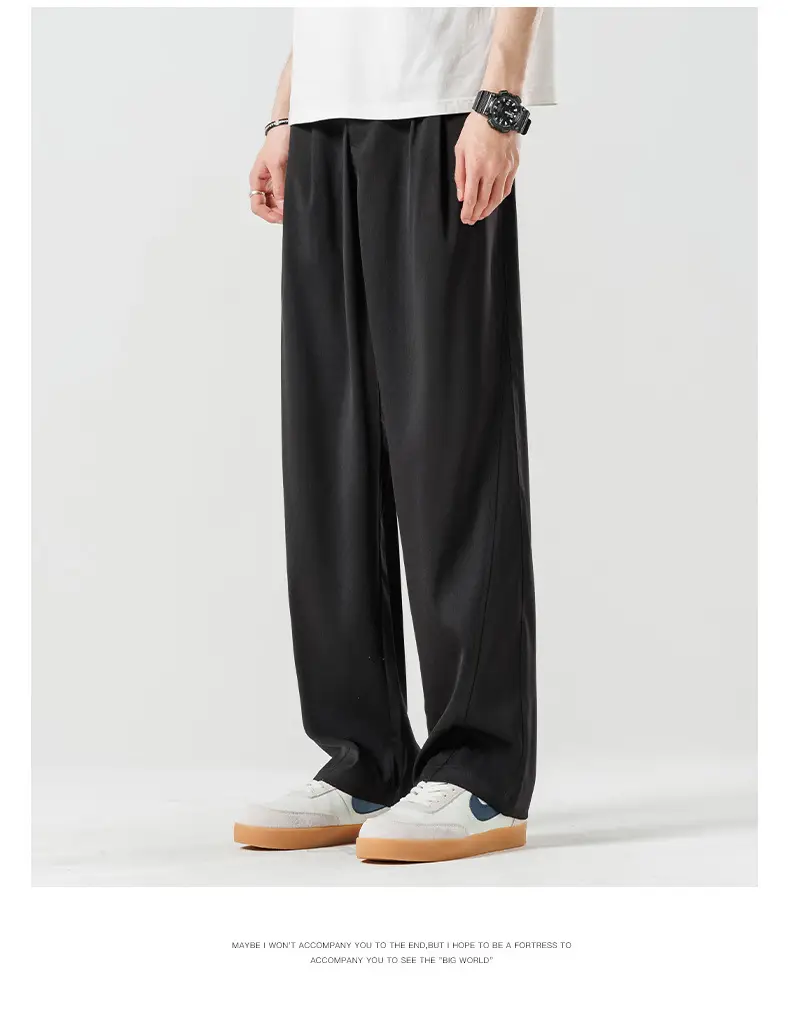 Men's Summer Loose Draped Pants Brown Ice Silk — feature 5