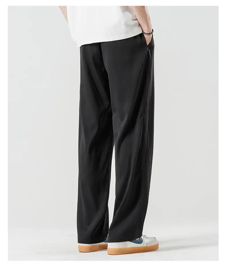 Men's Summer Loose Draped Pants Brown Ice Silk — feature 7