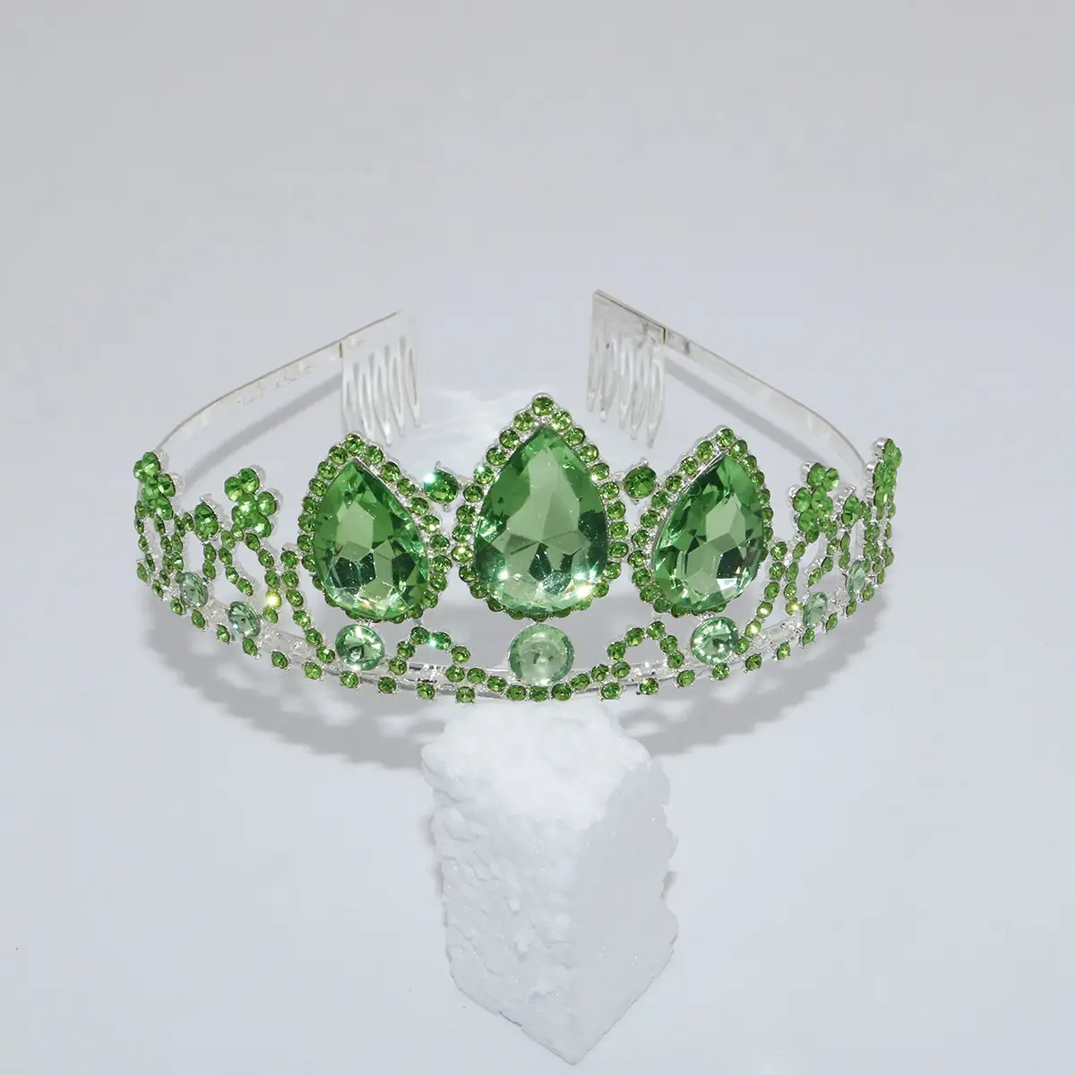 Big Crystal Blue Crown Headband for Girls