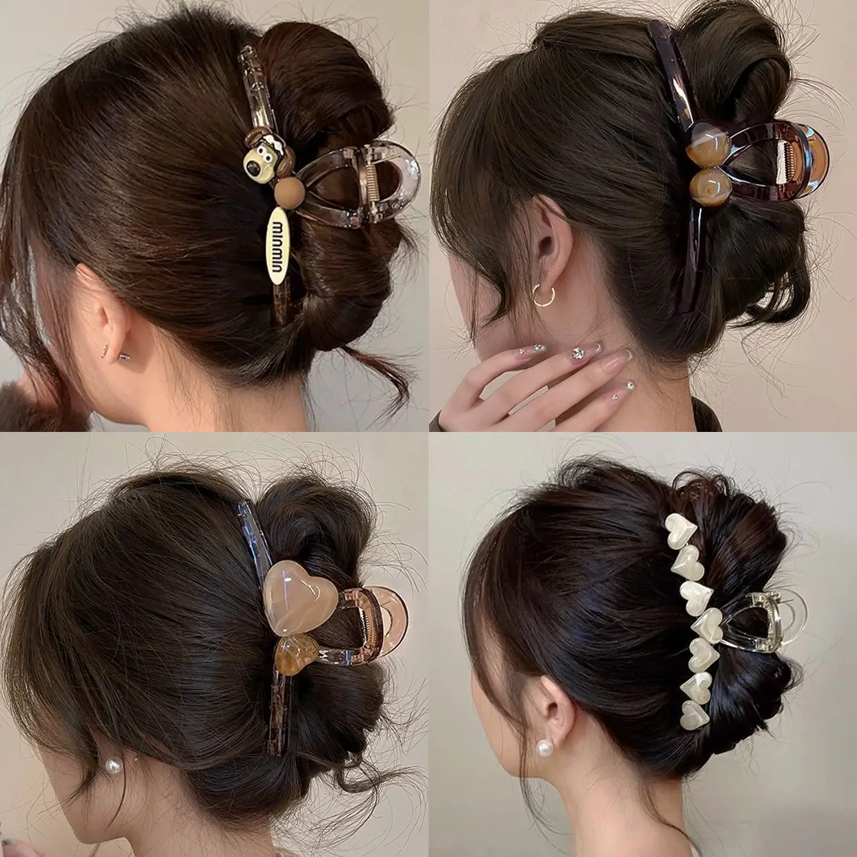 Spring Hair Clamp with Heart Decor for Women - Image 5