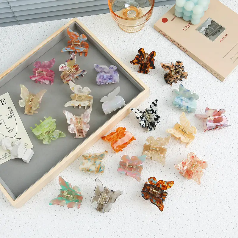 Orange Acrylic Butterfly Hairpin for Women - Image 20