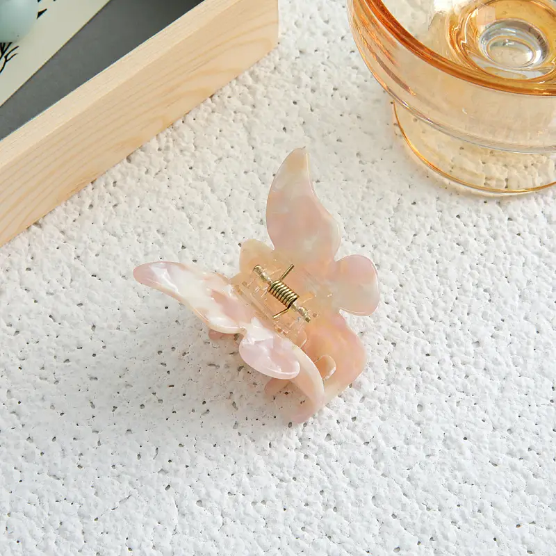 Orange Acrylic Butterfly Hairpin for Women - Image 2