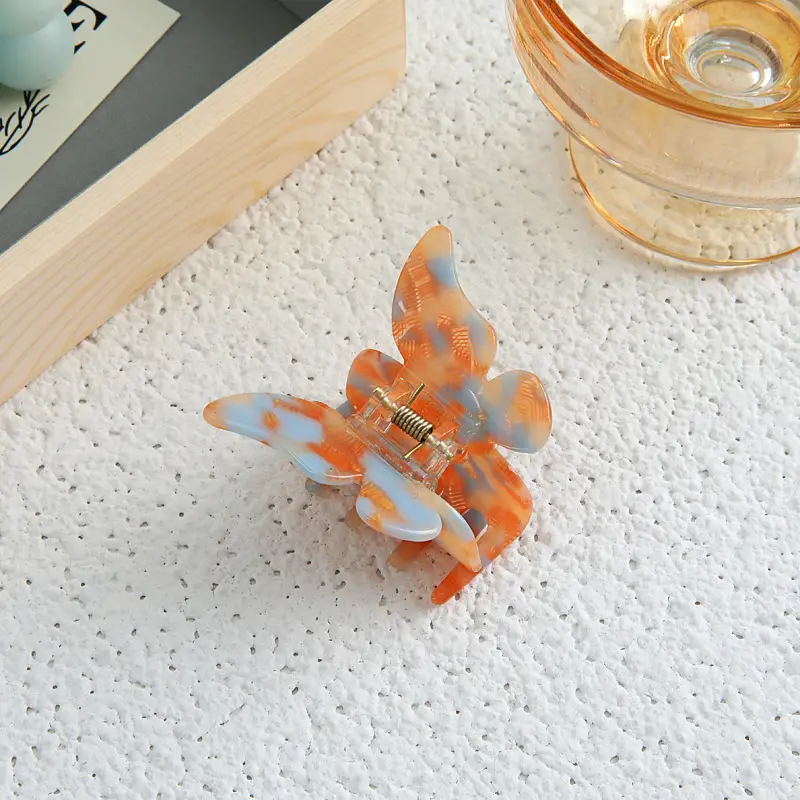 Orange Acrylic Butterfly Hairpin for Women - Image 6