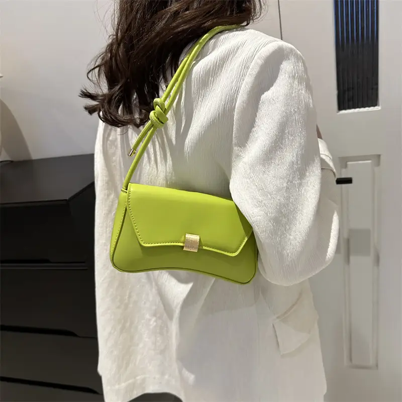 Black Women's Shoulder Crossbody Bag with Gold Clasp - Image 9