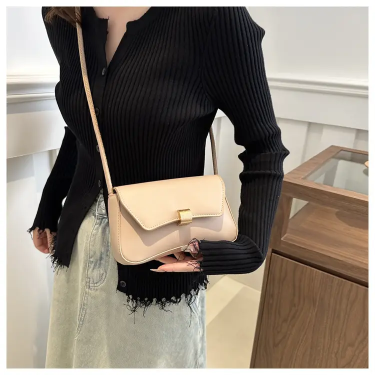 Black Women's Shoulder Crossbody Bag with Gold Clasp — feature 10