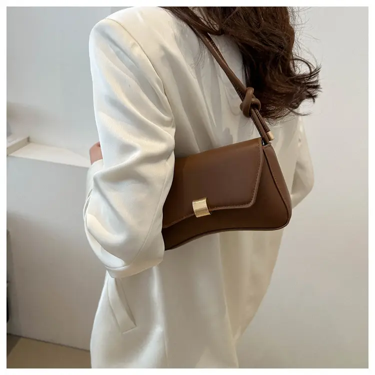 Black Women's Shoulder Crossbody Bag with Gold Clasp — feature 11