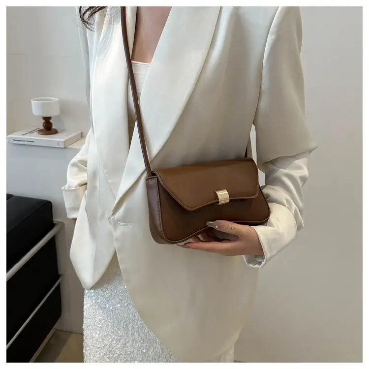 Black Women's Shoulder Crossbody Bag with Gold Clasp — feature 12