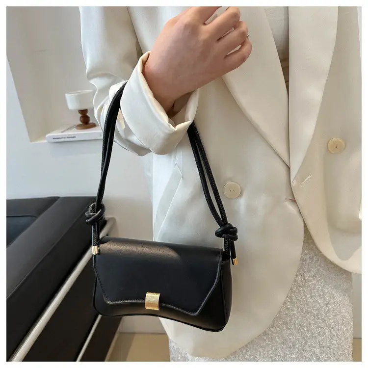 Black Women's Shoulder Crossbody Bag with Gold Clasp — feature 13