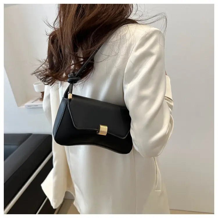 Black Women's Shoulder Crossbody Bag with Gold Clasp — feature 14