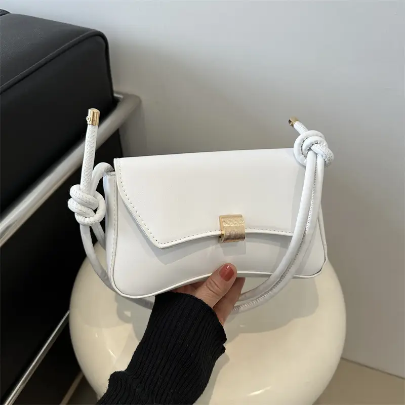 Black Women's Shoulder Crossbody Bag with Gold Clasp - Image 2