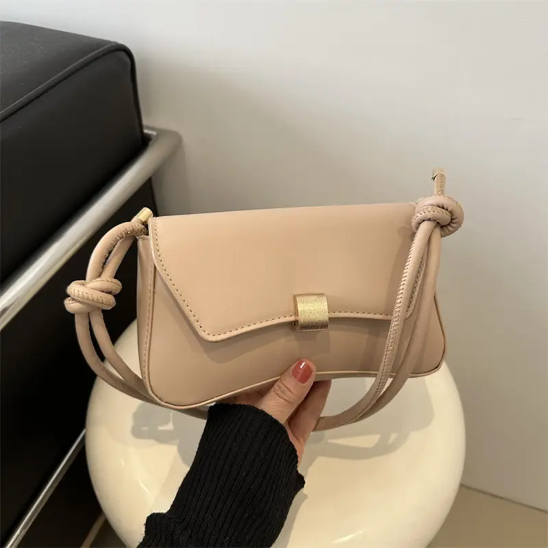 Black Women's Shoulder Crossbody Bag with Gold Clasp - Image 5