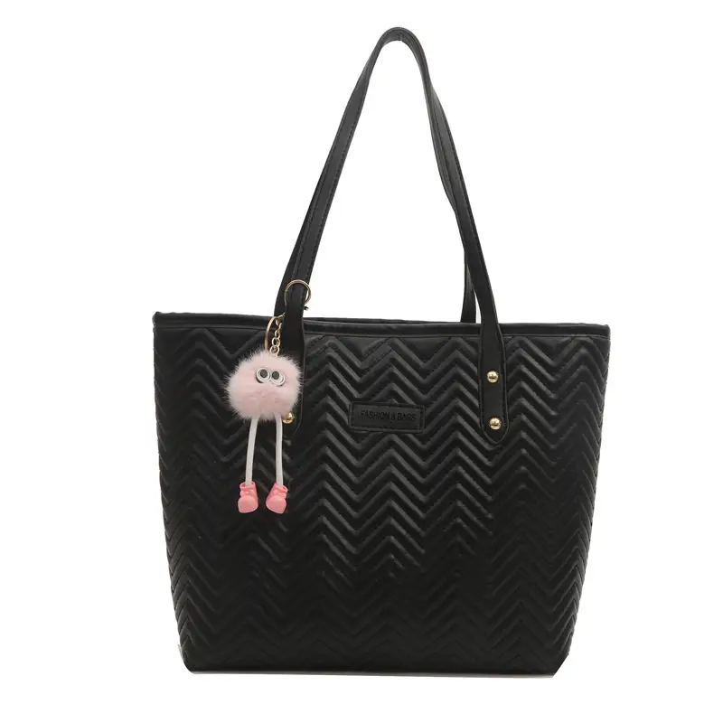 Pink Women's Zigzag Tote Bag Large Capacity - Image 8