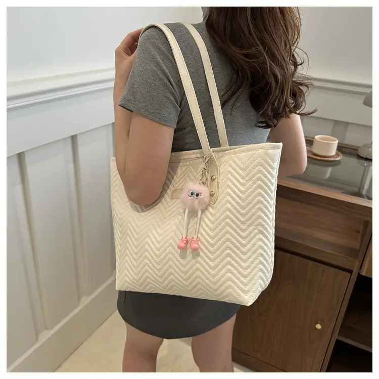 Pink Women's Zigzag Tote Bag Large Capacity — feature 11