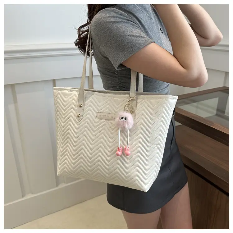 Pink Women's Zigzag Tote Bag Large Capacity — feature 12