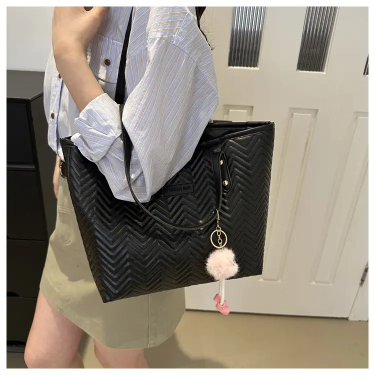 Pink Women's Zigzag Tote Bag Large Capacity — feature 18