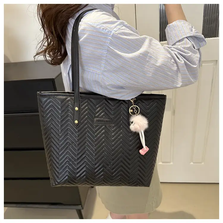 Pink Women's Zigzag Tote Bag Large Capacity — feature 20