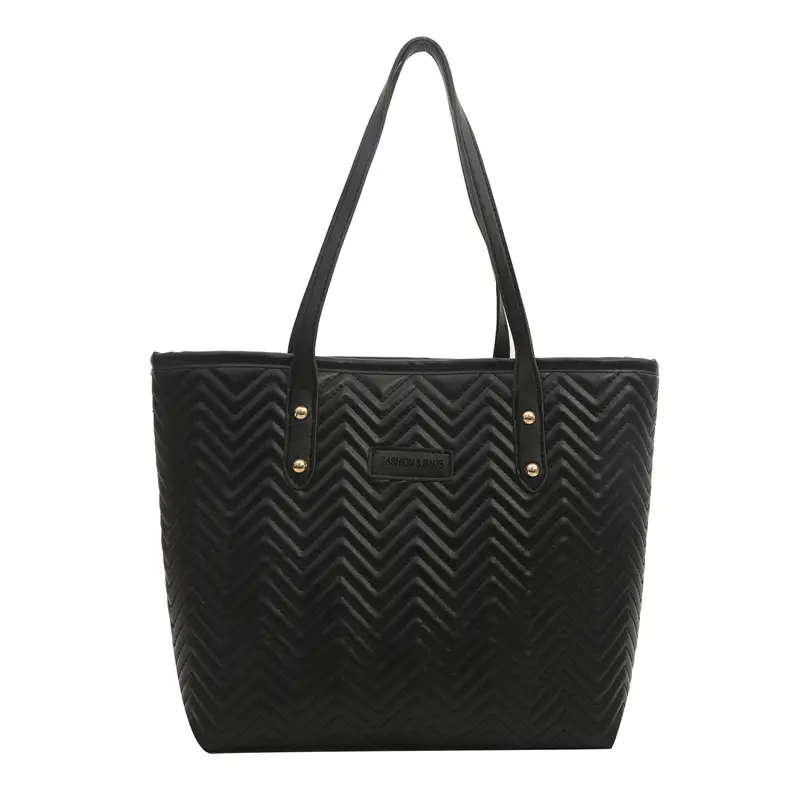 Pink Women's Zigzag Tote Bag Large Capacity - Image 2