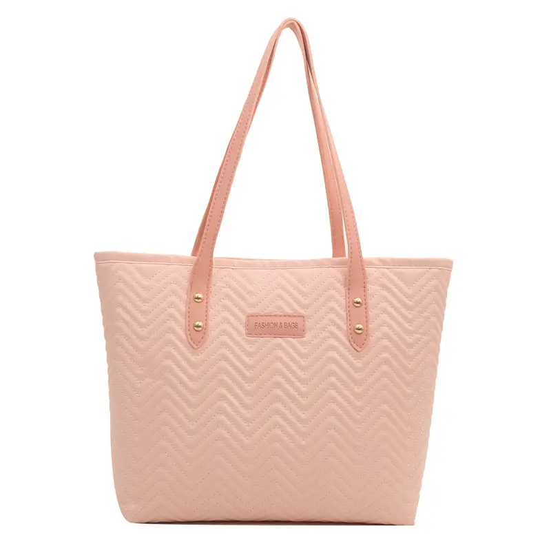 Pink Women's Zigzag Tote Bag Large Capacity - Image 3