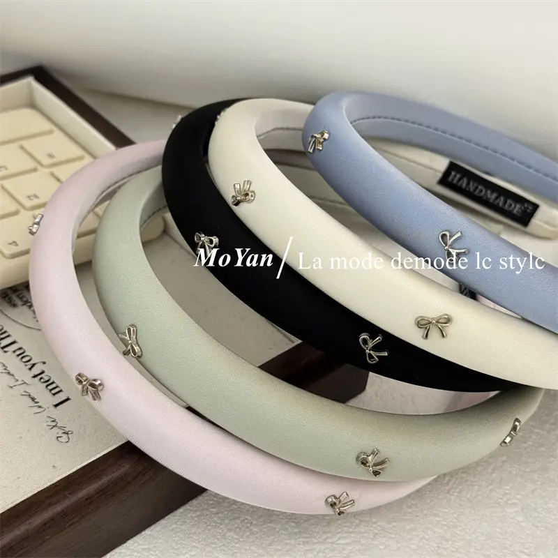Vintage Gentle Bow Headband Women's 2024 New Advanced Pressure Sensitive Hair Wash Hair Bundles Elegant Hair Cave Hair Accessories — feature 11