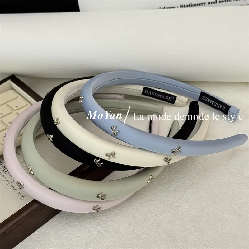Vintage Gentle Bow Headband Women's 2024 New Advanced Pressure Sensitive Hair Wash Hair Bundles Elegant Hair Cave Hair Accessories — feature 12