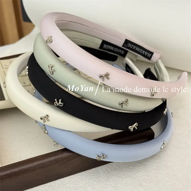Vintage Gentle Bow Headband Women's 2024 New Advanced Pressure Sensitive Hair Wash Hair Bundles Elegant Hair Cave Hair Accessories — feature 13