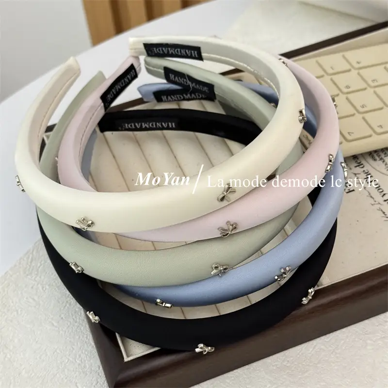 Vintage Gentle Bow Headband Women's 2024 New Advanced Pressure Sensitive Hair Wash Hair Bundles Elegant Hair Cave Hair Accessories — feature 4