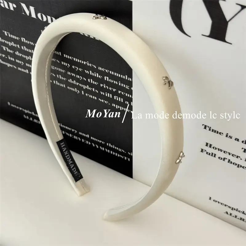 Vintage Gentle Bow Headband Women's 2024 New Advanced Pressure Sensitive Hair Wash Hair Bundles Elegant Hair Cave Hair Accessories — feature 9