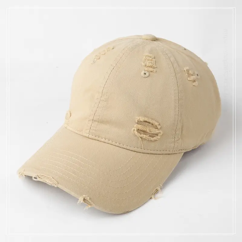 Hole-Breaked Beige Baseball Cap for Women & Men - Image 11