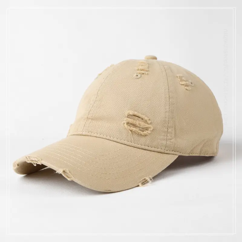 Hole-Breaked Beige Baseball Cap for Women & Men - Image 12