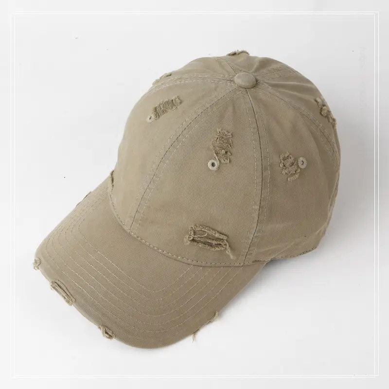 Hole-Breaked Beige Baseball Cap for Women & Men - Image 13