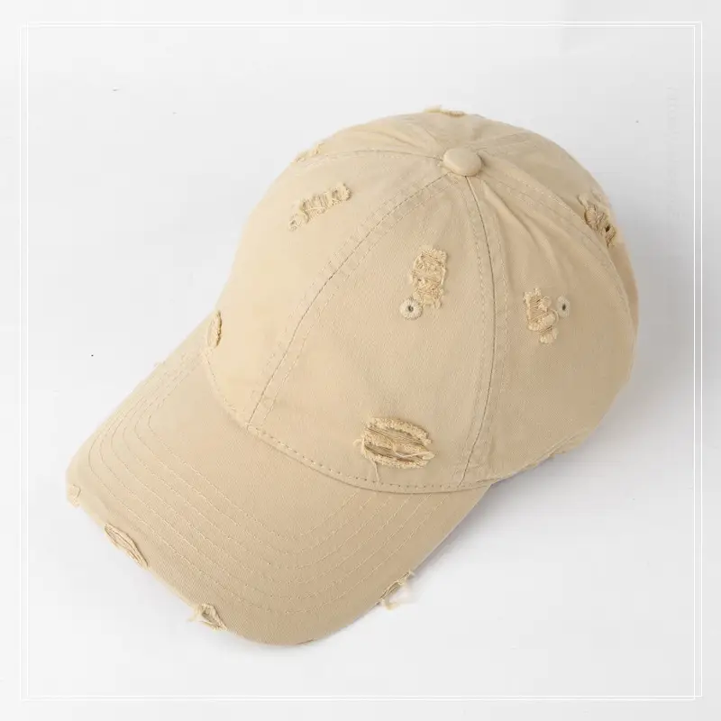 Hole-Breaked Beige Baseball Cap for Women & Men — feature 16