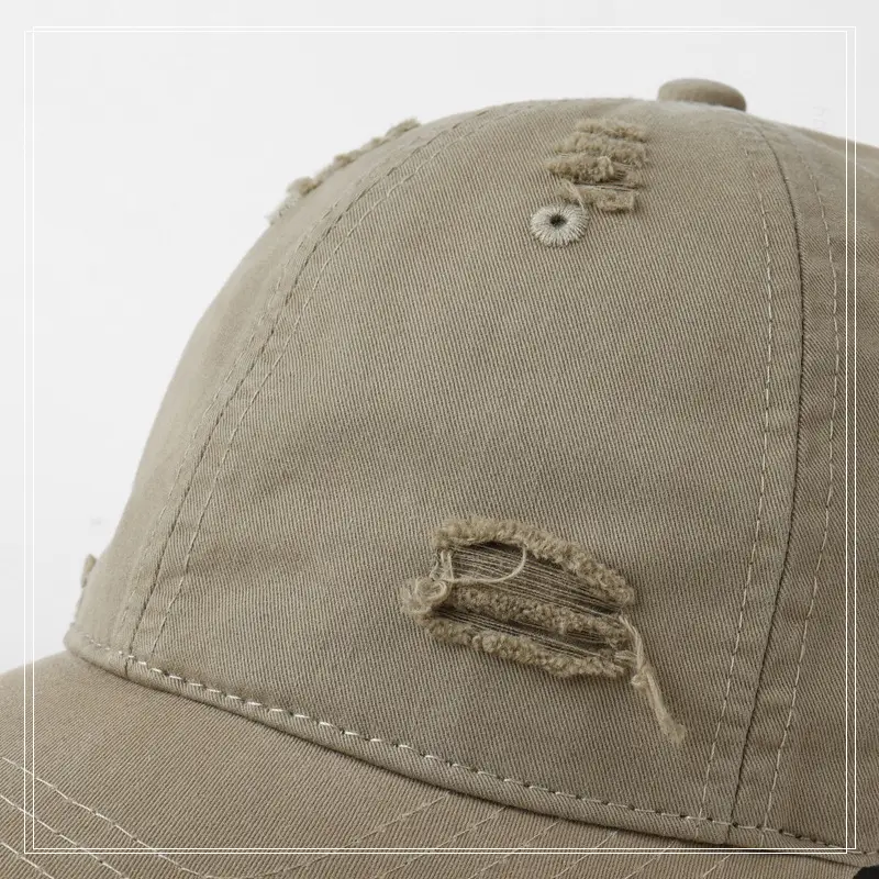 Hole-Breaked Beige Baseball Cap for Women & Men — feature 17