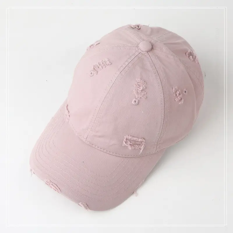 Hole-Breaked Beige Baseball Cap for Women & Men — feature 9