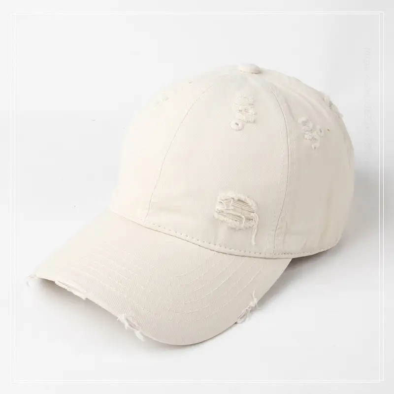 Hole-Breaked Beige Baseball Cap for Women & Men - Image 2
