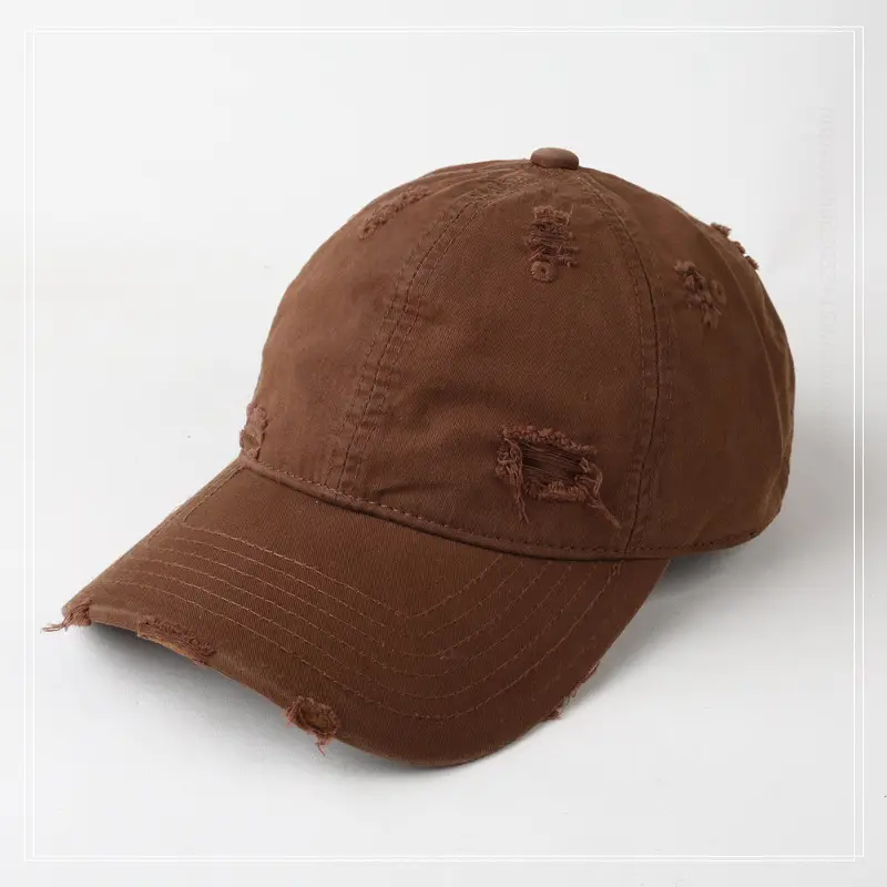 Hole-Breaked Beige Baseball Cap for Women & Men - Image 3