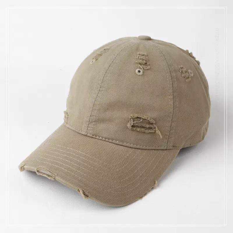 Hole-Breaked Beige Baseball Cap for Women & Men - Image 4