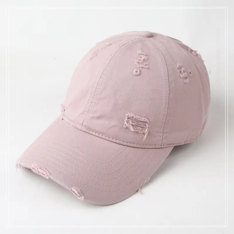 Hole-Breaked Beige Baseball Cap for Women & Men - Image 5
