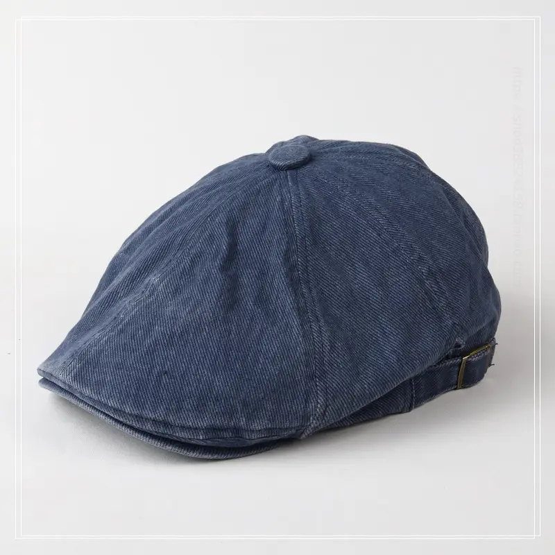 Black Wash Denim Forward Cap for Men Women Casual Beret - Image 7