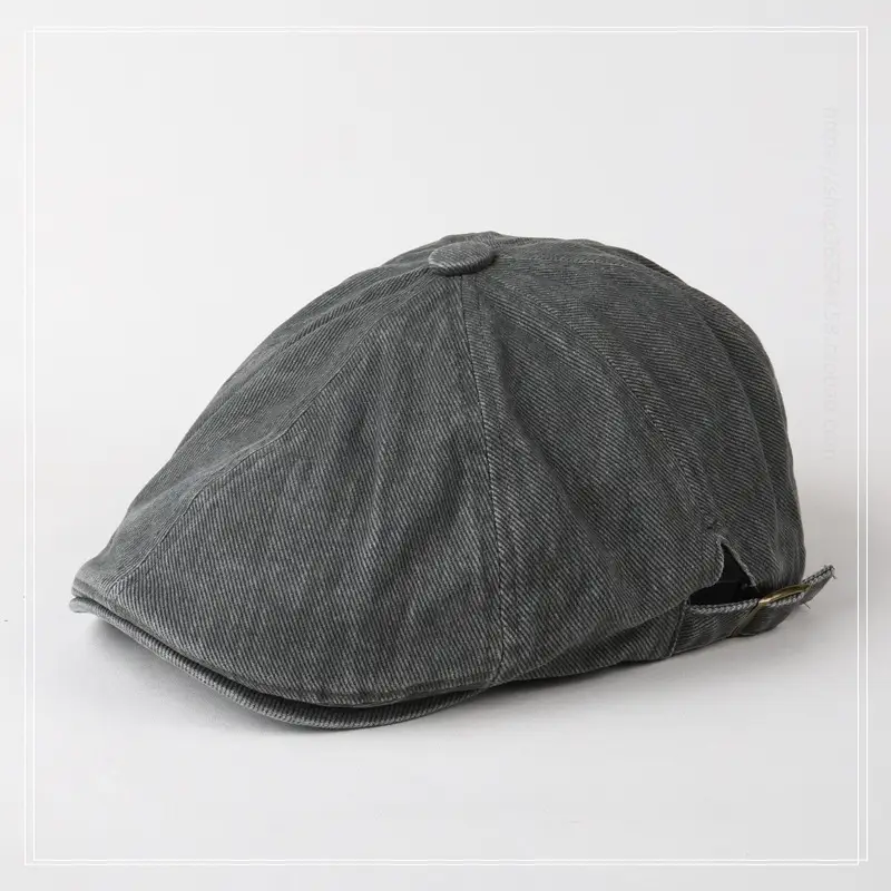 Black Wash Denim Forward Cap for Men Women Casual Beret - Image 2