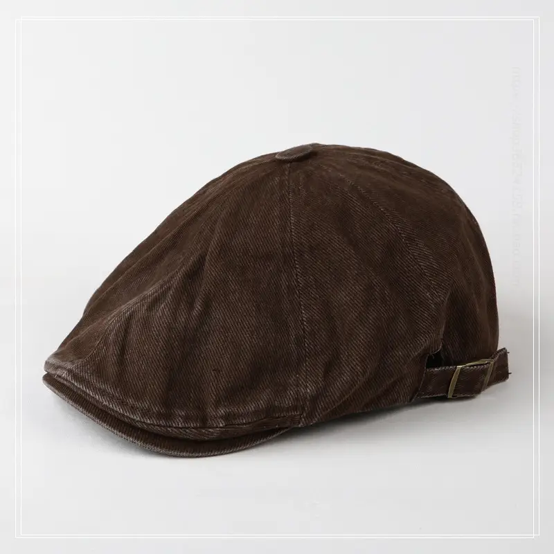 Black Wash Denim Forward Cap for Men Women Casual Beret - Image 6