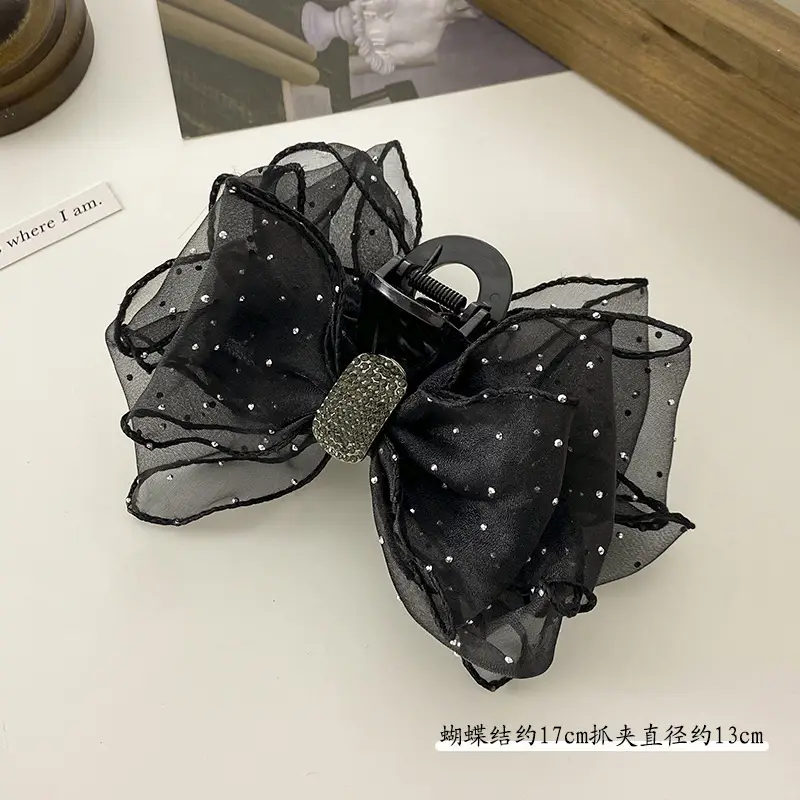 Korean Star Gauze Bow Hairpin with Shark Clip Design