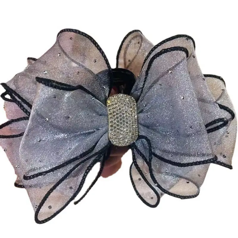 Korean Star Gauze Bow Hairpin with Shark Clip Design