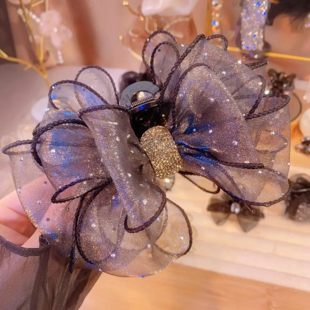 Korean Star Gauze Bow Hairpin with Shark Clip Design — feature 2
