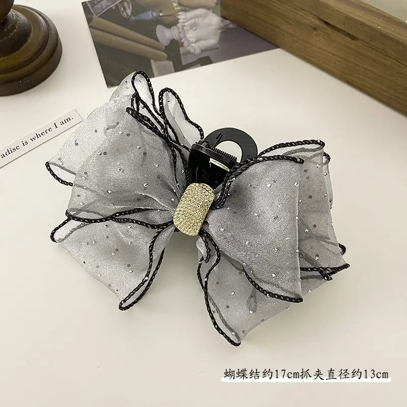 Korean Star Gauze Bow Hairpin with Shark Clip Design — feature 5