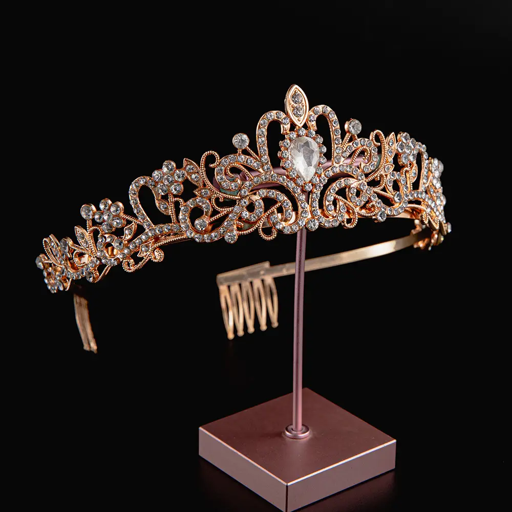 2024 Princess Crown Gold Emerald Wedding Bridal Crown — feature 21