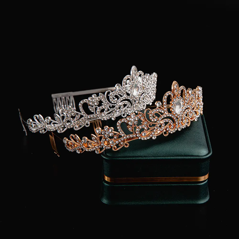 2024 Princess Crown Gold Emerald Wedding Bridal Crown — feature 23