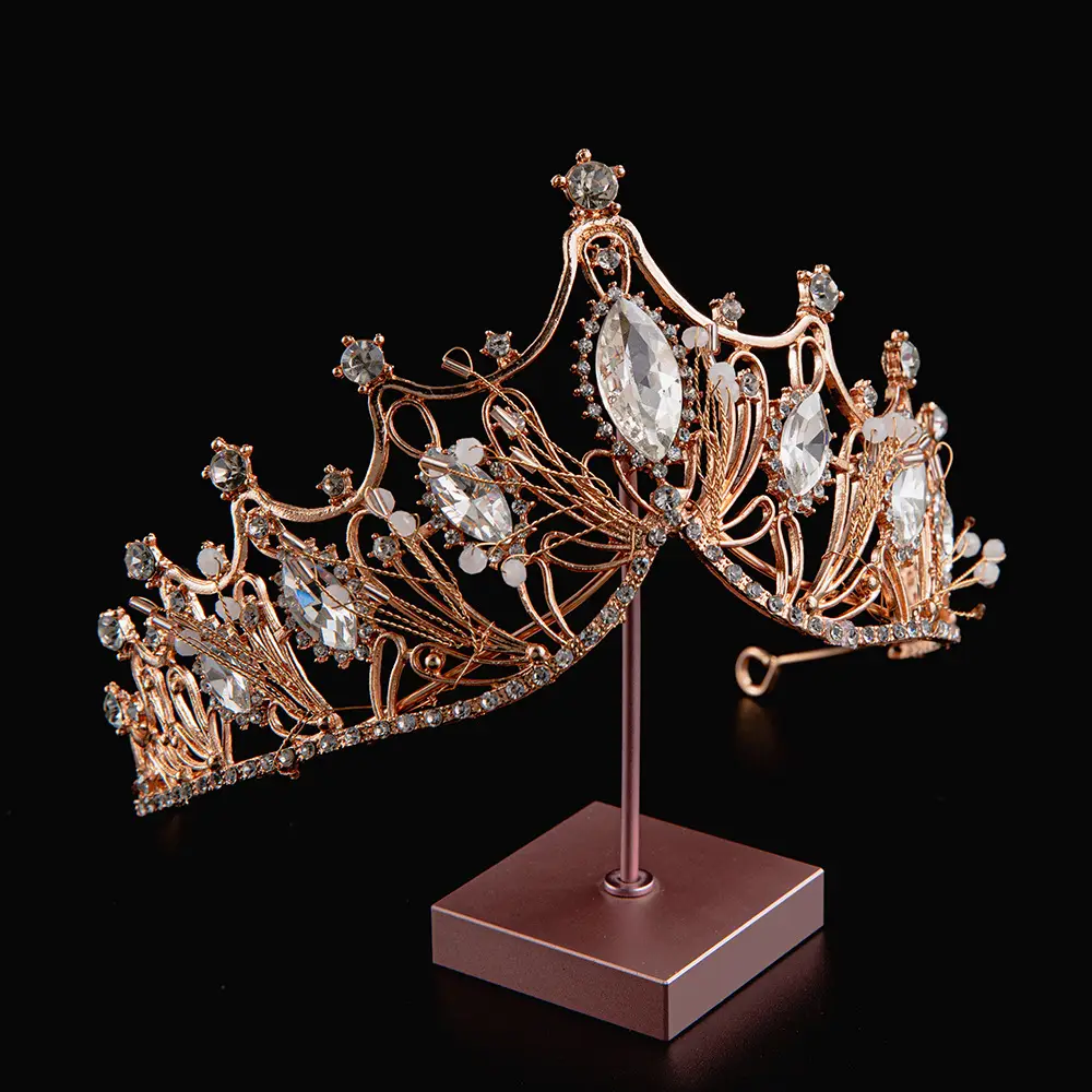 2024 Princess Crown Gold Emerald Wedding Bridal Crown — feature 27