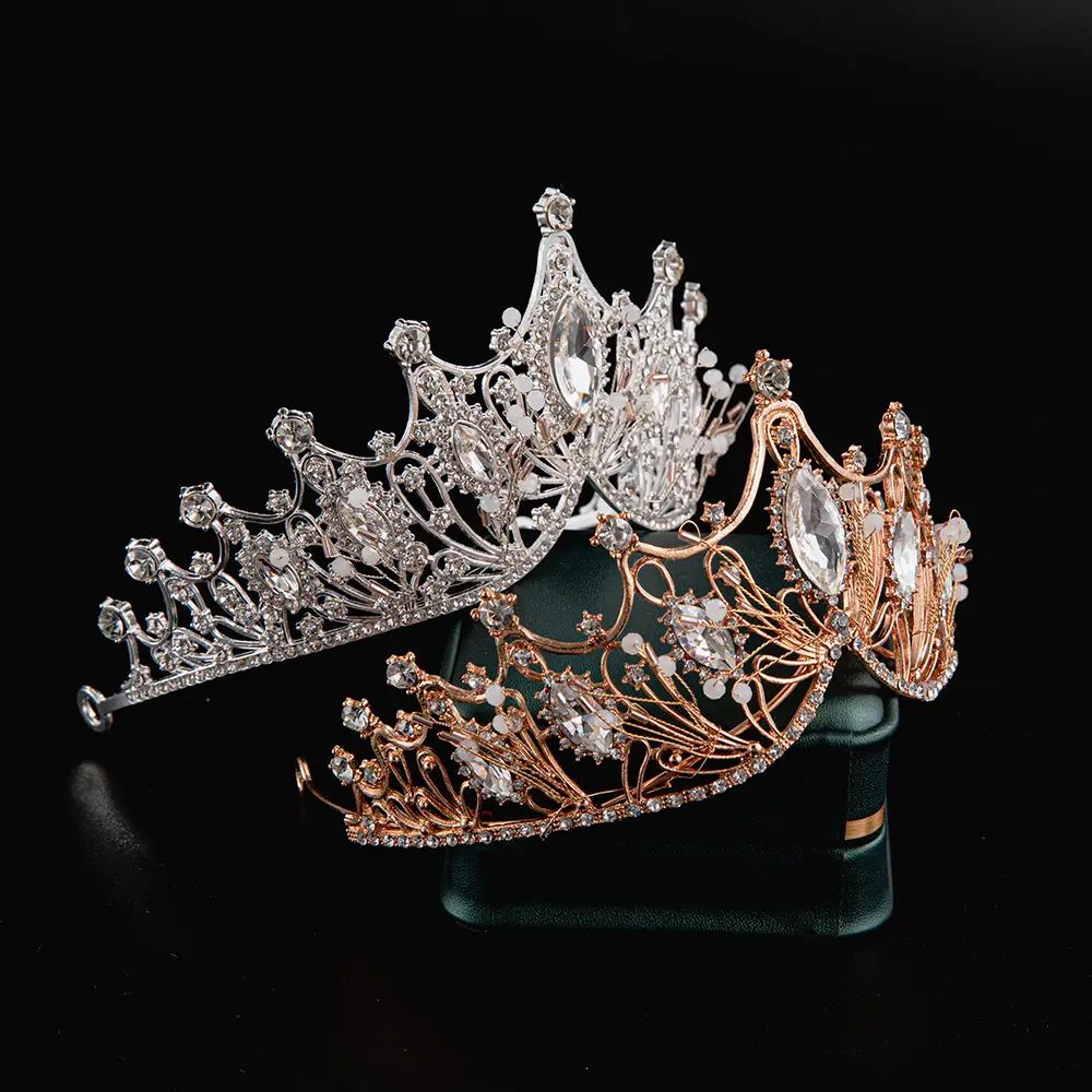 2024 Princess Crown Gold Emerald Wedding Bridal Crown — feature 29